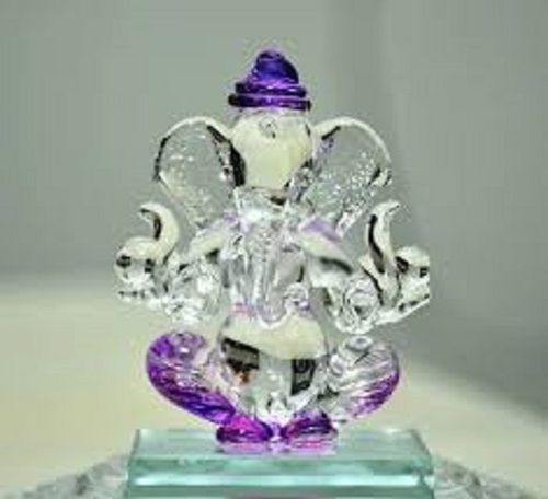 Ganesha Idol In Purple Religious Crystal Figurine