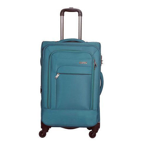 Plain Polyester Lever Lock Trolley Suitcase - Color: Aqua