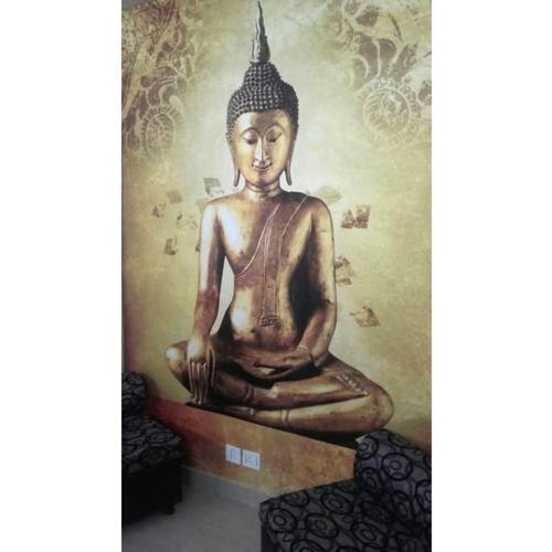Tablets Waterproof Type Paper Printed 3D Gautam Buddha Wallpaper For Room Decor Uses