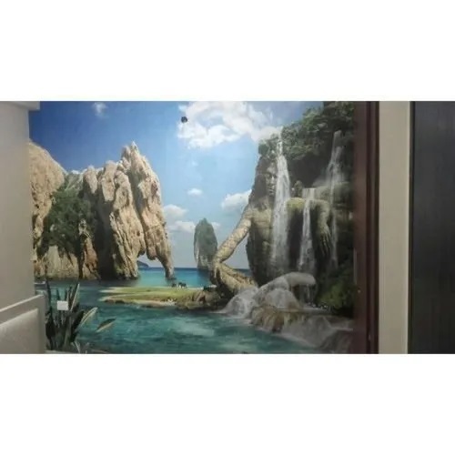 Black Waterproof Type Printed Designer Waterfall Paper Wallpaper For Room Decoration