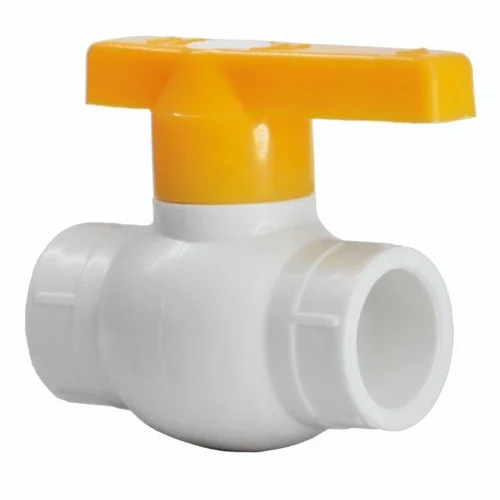 1/2inch High Pressure Threaded Long Handle Lightweight UPVC Ball Valve - White and Yellow | Smooth Finish, Easy to Install, Easy Maintenance