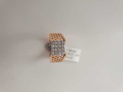 Red Ladies Gold Diamond Ring For Party Wear, Attractive Pattern