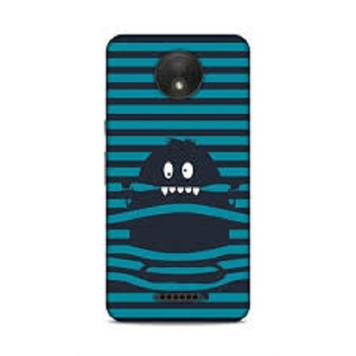 Mobile Phone Back Case - Hard Plastic, Flexible, Fashionable Blue with Black Design | Durable, Scratch-Resistant, Thin Profile
