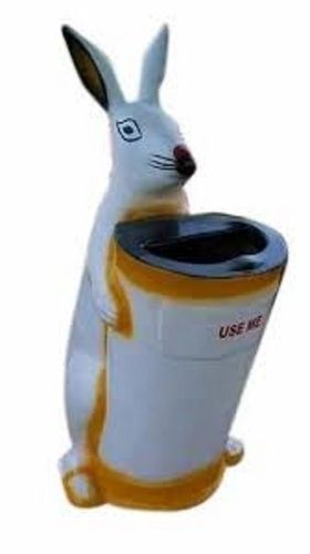 Portable Plastic Material Yellow With White 6 Feet Rabbit Dustbin