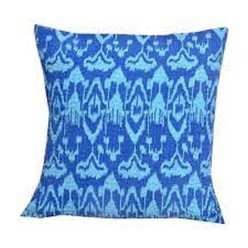 Embroidery Design Printed Square Shape No Zipper Blue Quilted Cushion, Size 17 X 17 Inch