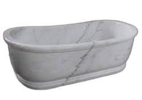 Oval Grey Glossy Finish Polished Environmental Friendly Marble Bathtub