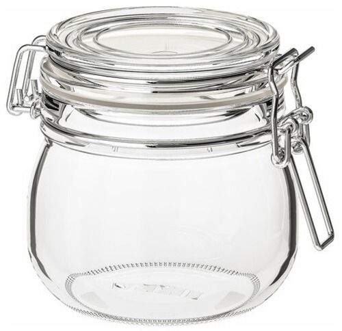 Transparent 550 Gram 400 Milliliters 8 X 13 X 4 Inches Round Glass Storage Jar 