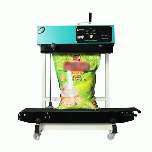 Blue Electric 500W Vertical Continous Band Sealer Machine For Plastic Pouch