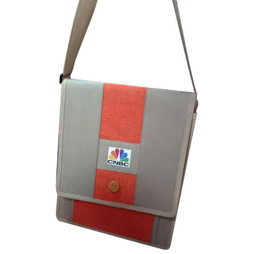 Promotional Printed Jute Carry Bags With Shoulder Belt And Button Closure