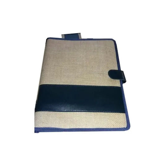 White Reusable Handmade Jute Conference File Folder With Snap Button Closure