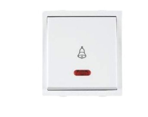 White 4 Inches 220 Voltage 6 Ampere Durable Polycarbonate Plastic Bell Push Switch