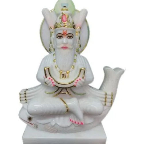 Easy To Clean 12 Inch Height Polished Religious Marble Jhulelal Statue