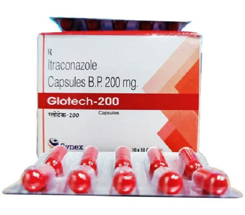 ग्लोटेक-200 इट्राकोनाजोल 200 एमजी एंटिफंगल कैप्सूल बीपी, 10x10 ब्लिस्टर