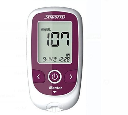 White And Pink Plastic Body Fully Automatic Digital Display Mentor Blood Glucometer