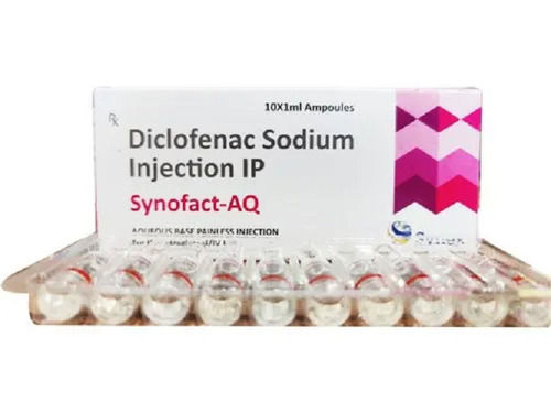 Synofact-AQ Diclofenac Sodium Body Painkiller Injection IP, 10x1 ML Ampoule