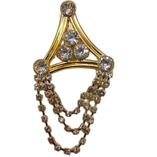 Wear Resistant Golden Polished Finish Lustrous Designer Artificial Brooch 