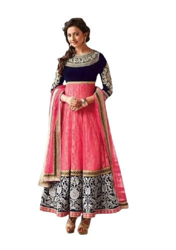 Ladies Round Neck And 3/4Th Sleeves Embroidered Georgette Anarkali Suits General Medicines