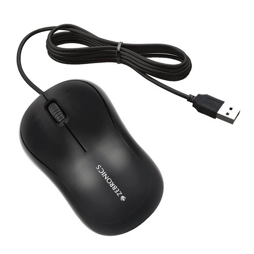 Light Weight ABS Plastic 1 Meter Wired 3 Button Type Zebronics Mouse