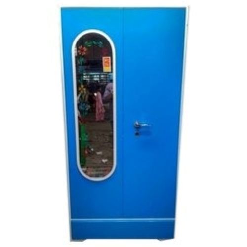 Blue Rectangular Plain Painted One-Piece Modular Steel Almirah With Mirror