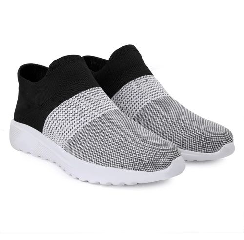 Sports Wear Men Grey And Black Shoes Without Lace