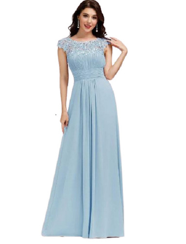 महिलाओं के लिए 59.1 cm गोल नेक और स्लीवलेस पॉलिएस्टर शिफॉन गाउन