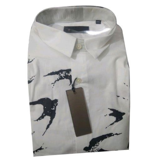 Full Sleeves Light Weight Breathable Button Closure Mens Printed Cotton Shirts