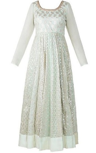 महिलाओं की फुल स्लीव और गोल गले की कढ़ाई वाला जॉर्जेट शिफॉन अनारकली सूट टूटा हुआ (%): 1%