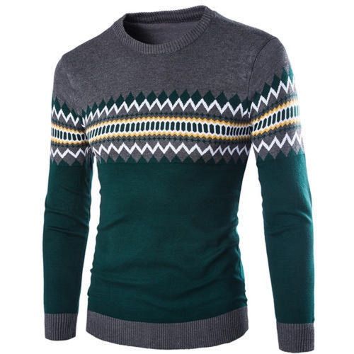 Long Sleeves Round Neck Computer Knitted Pullover Men's Woolen Sweater