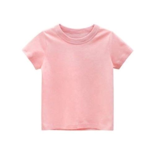 Plain Pattern Light Weight Breathable Short Sleeves Round Neck Kids Casual Cotton T Shirts Age Group: 5-8