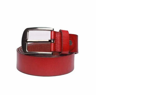 Easy To Operate 3 Feet Plain Formal Wear Stainless Steel Buckle Red Leather Belt