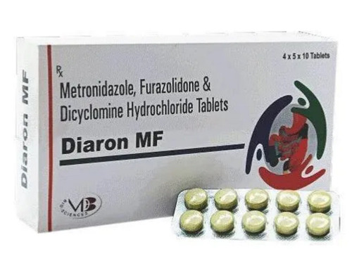 Metronidazole, Furazolidone and Dicyclomine Hydrochloride Tablets - 4x5x10 Tablets Strips Pack | Prescription Medicine for Diarrhea, Typhoid Fever, Cholera and Salmonella Infections, Suitable for Adults, Store in Cool & Dry Place