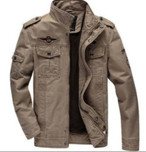 Plain Full Sleeves Double Pocket Leather Winter Jackets For Mens 