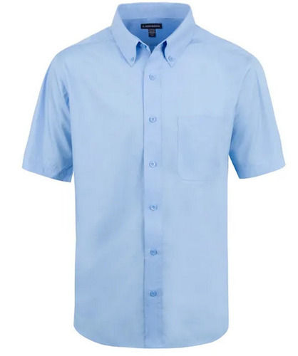 Casual Wear Short Sleeves Spread Collar Plain Cotton Shirt For Mens Use