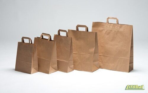 Disposable Eco-Friendly Plain Brown Paper Carry Bag With Handles
