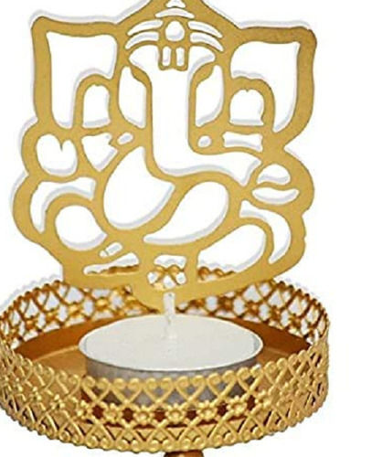 White Handmade Polished Ganpatiji Religious Tealight Candle Holder For Home Decoration Use