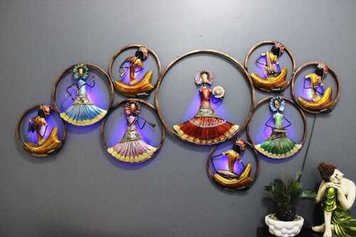 Multicolor 9 Metal Musician Ring Doll Wall Art For Home Decoration
