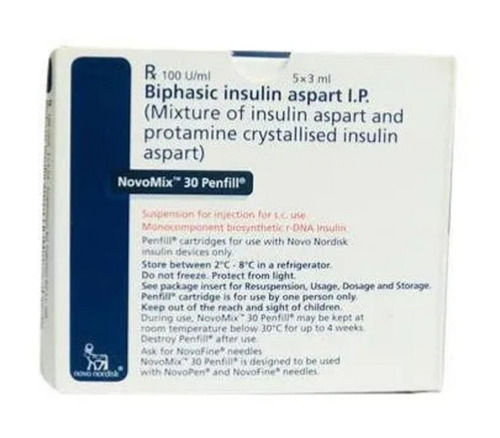 Novomix 30 100IU/ml Penfill Biphasic Insulin Aspart IP Injection, 5x3 ml