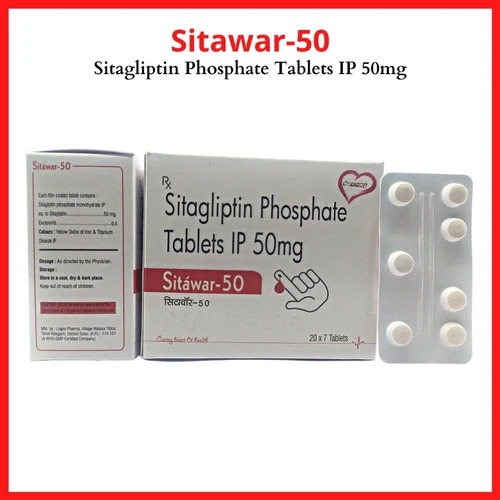 Black Sitawar-50 Sitagliptin Phosphate 50 Mg Antidiabetic Tablets, 20X7 Blister