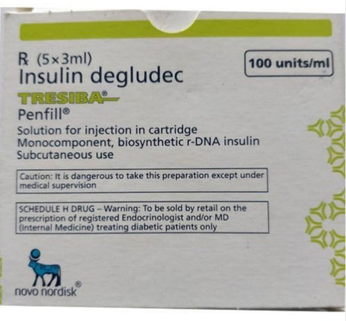 Tresiba Insulin Degludec Solution For Injection, 5x3 ml, 100 Units/mL Pack