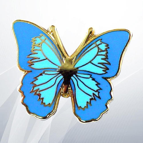 Butterfly Lapel Pin - New 1 mm Brass | Multi Color Custom Design Badge, Polished Finish, Printed Pattern for Colleges and Corporate Use