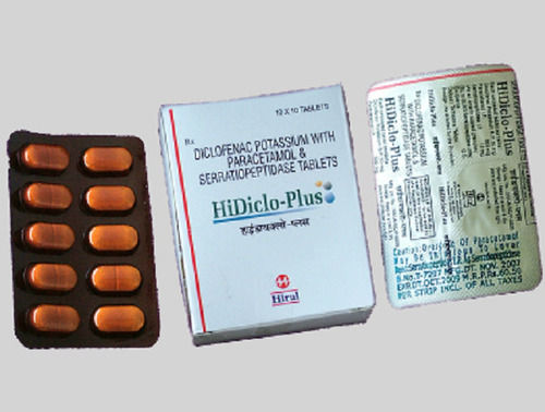 Hidiclo-Plus Diclofenac Potassium, Paracetamol And Serratiopeptidase Tablet