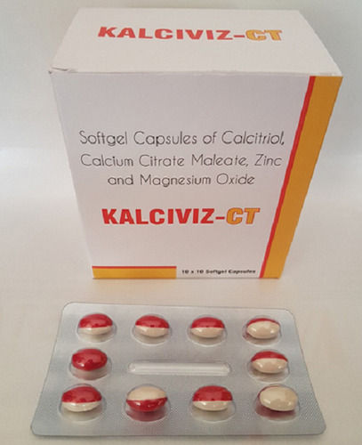 Yellow Kalciviz-Ct Calcitriol, Calcium Citrate Malate, Zinc And Magnesium Softgel Capsules