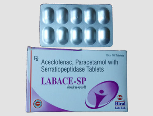 Packing Tapes Labace-Sp Aceclofenac, Paracetamol And Serratiopeptidase Tablets, 10X10 Alu Alu