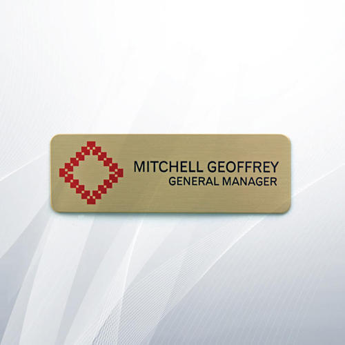 मोटाई 1 मिमी और आकार 3 इंच x1 इंच के साथ आयताकार आकार का ब्रास बैज