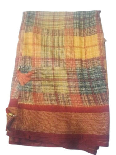 Multi Color Synthetic Breathable Broad Border Printed Cotton Saree For Ladies