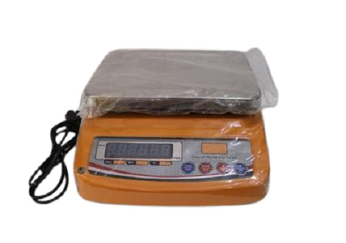 Digital Display Weighing Scale - Stainless Steel, 20 Kilogram Capacity | LCD Screen, Dual Hook, Easy Clean Design, Orange and Grey