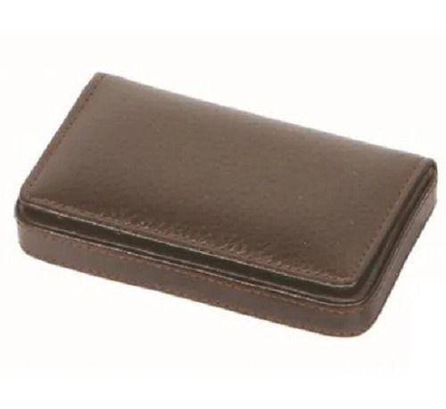 Waterproof Magnetic Button Closure Leather Material Plain Design Leather Card Holder 