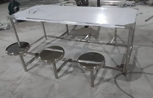 Stainless Steel 6 Seater Dining Table Set For Restaurant And Canteen