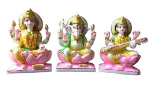 Easy To Clean Ganesh Ji Laxmi Ji Saraswati Ji Marble Statues