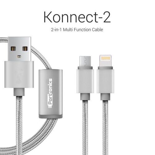 Grey 2-In-1 Multi Function Usb Data Cable For All Devices